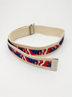 Posey Patriotic Red White & Blue American Flag Print Military Belt 52"